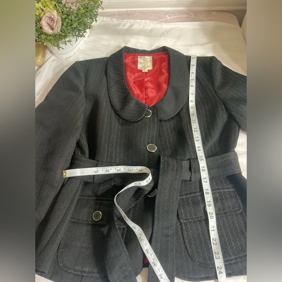 Tulle Anthropologie Small Black Jacket Womens Chic Demure Fitted Blazer Fall Red - Picture 4 of 16